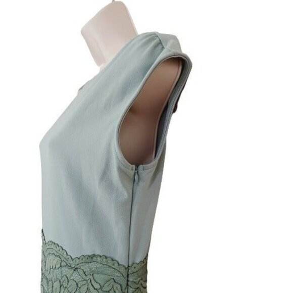Women's Lace Overlay Midi Dress Moss Green Color Size L Sleeveless Zipper - Picture 5 of 12